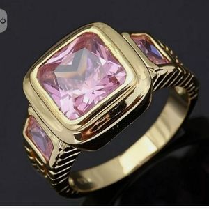 New pink cz gold filled ring